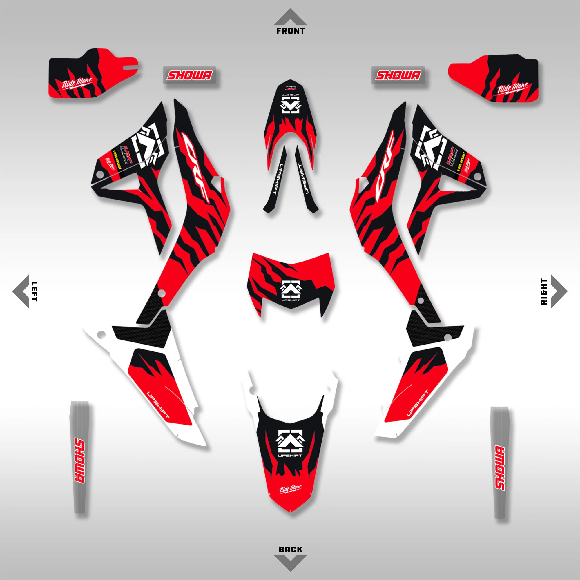 2021 - 2024 HONDA CRF300L - RED / BLACK SLASH - GRAPHICS KIT (Non-Rally) - Image 2