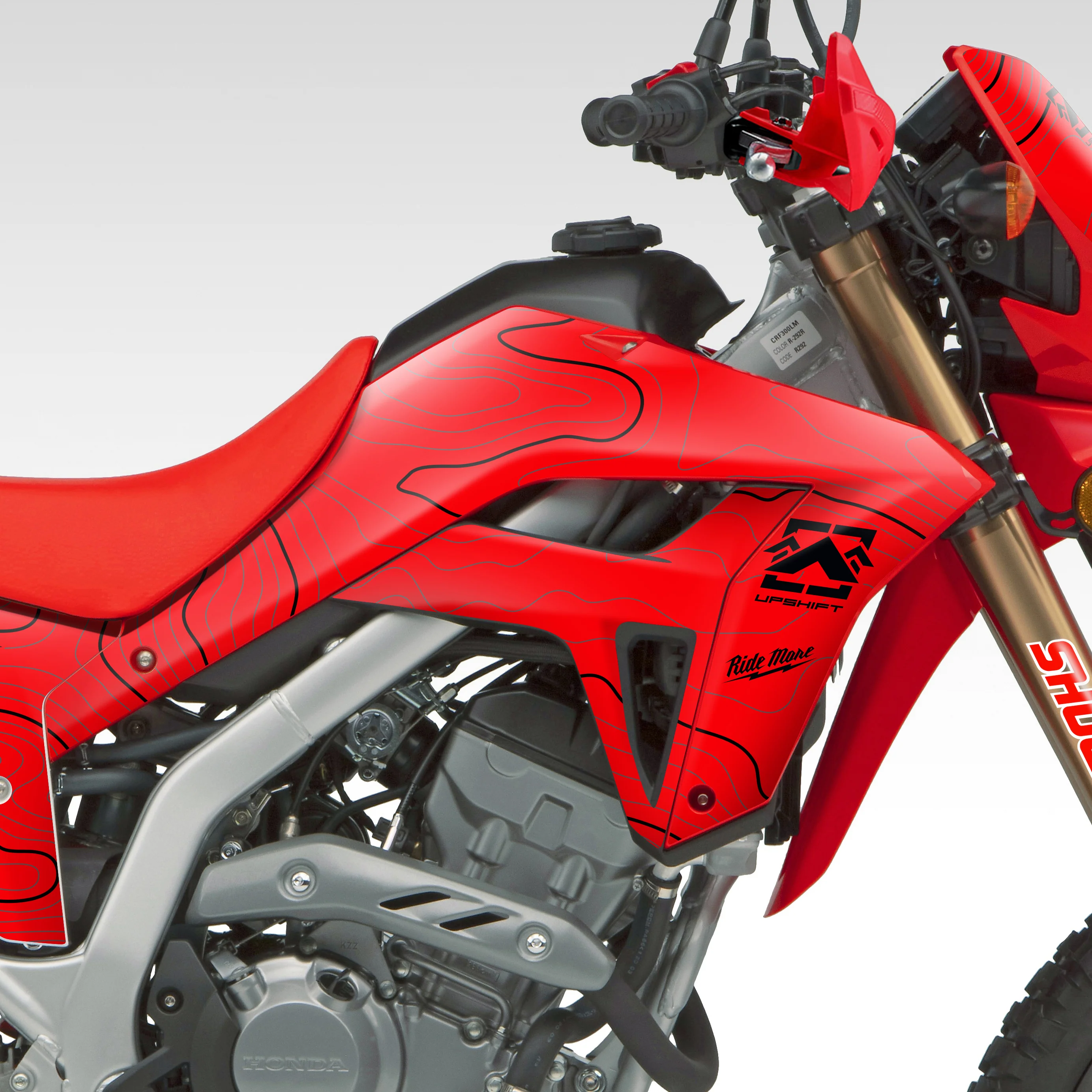 GRAPHICS KIT - 2021–2024 HONDA CRF300L (Non-Rally) - RED TOPO - Image 3