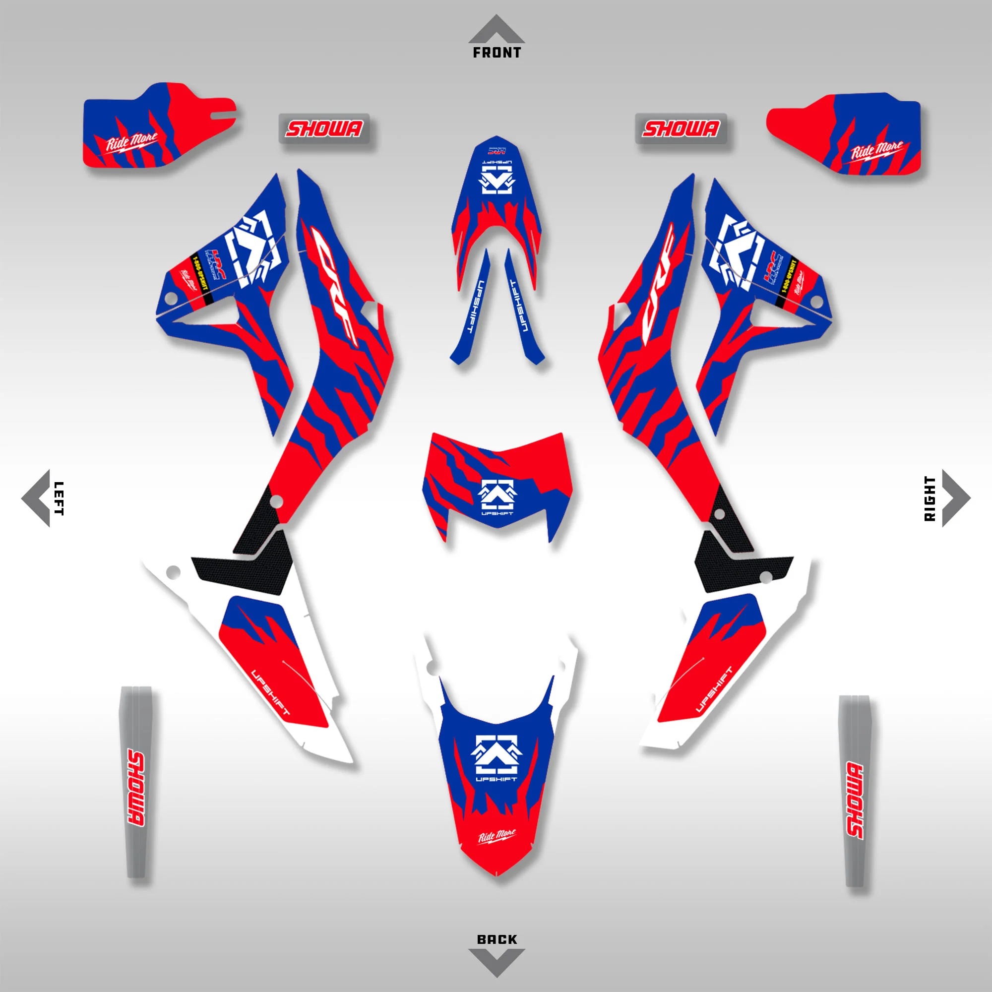 2021 - 2024 HONDA CRF300L - RED / WHITE / BLUE SLASH - GRAPHICS KIT (Non-Rally) - Image 4