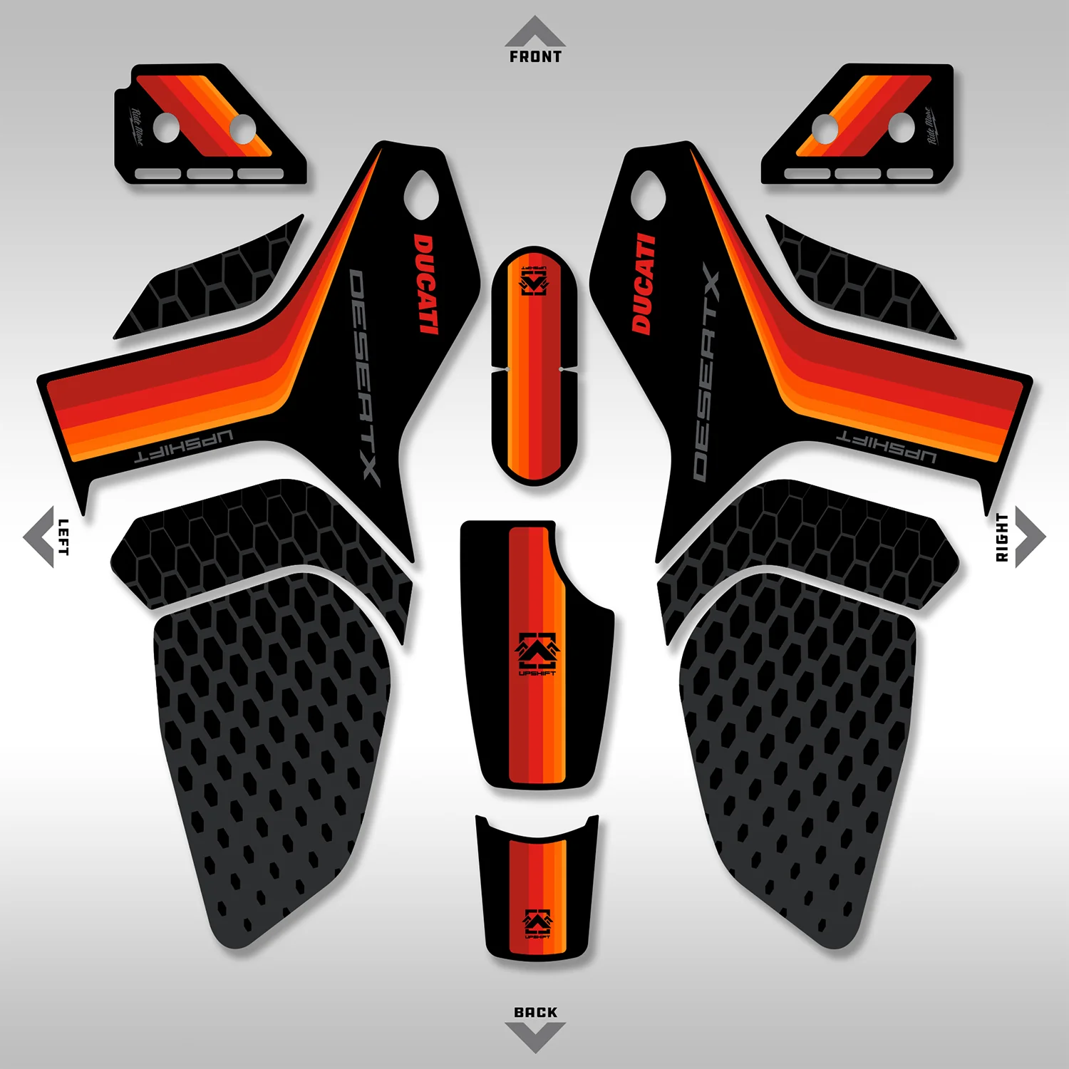 GRAPHICS KIT - 2020–2025 DUCATI DESERTX - ORANGE GRADIENT - Image 2