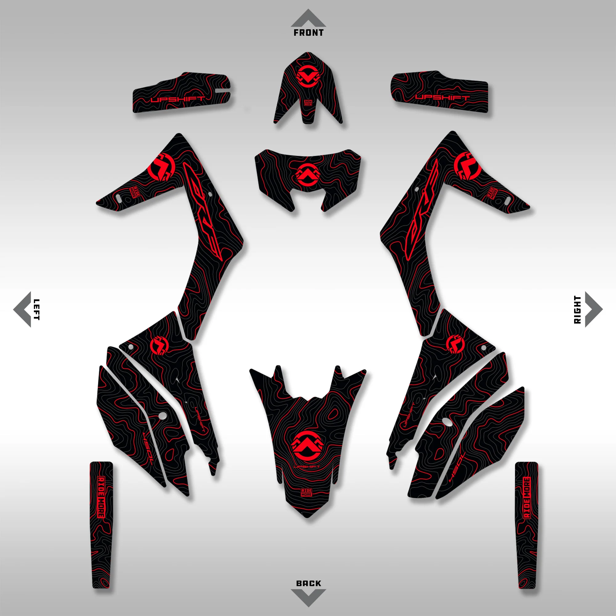 GRAPHICS KIT - 2019–2026 HONDA CRF450L / RL - BLACK/RED TOPO - Image 2