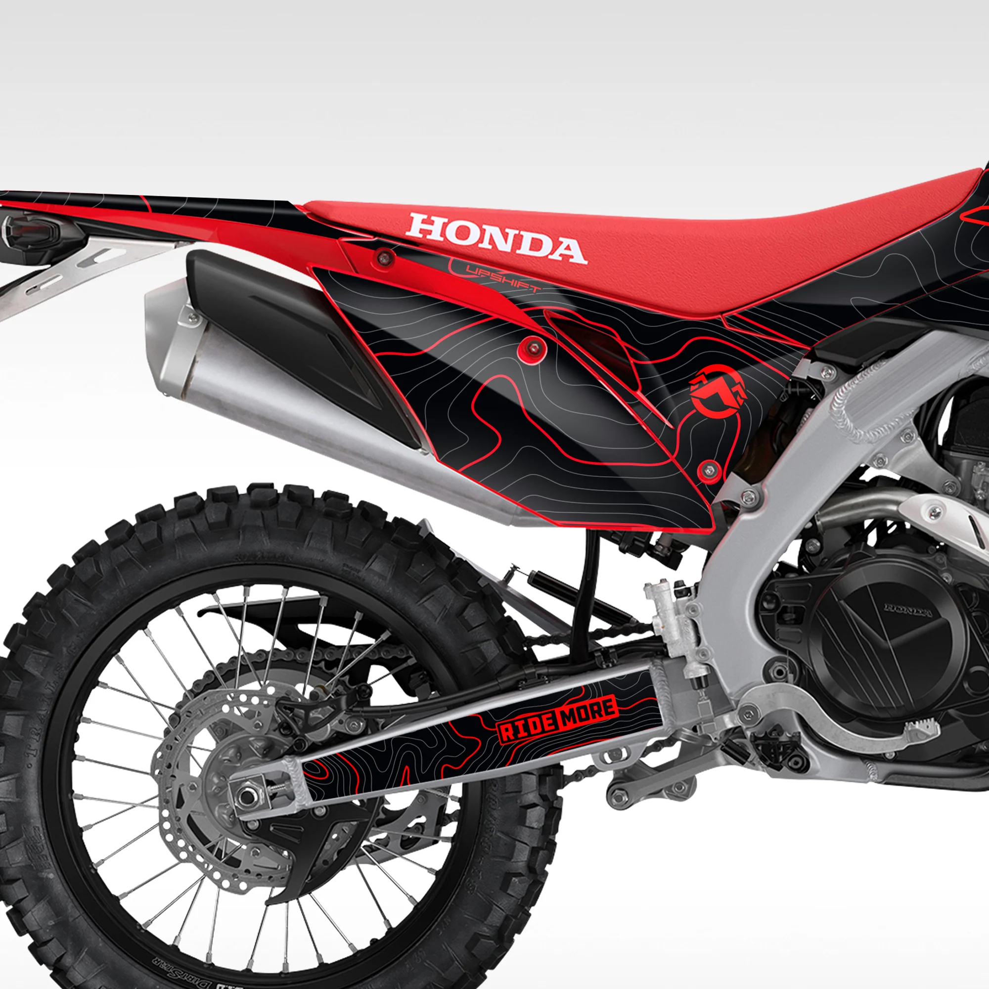 GRAPHICS KIT - 2019–2026 HONDA CRF450L / RL - BLACK/RED TOPO - Image 4
